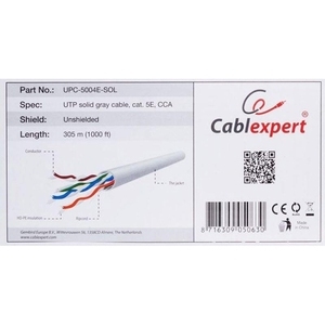 Купить Cable UTP Gembird UPC-5004E-SOL, Solid Gray cable, AWG24 solid CCA, cat. 5E, 305m